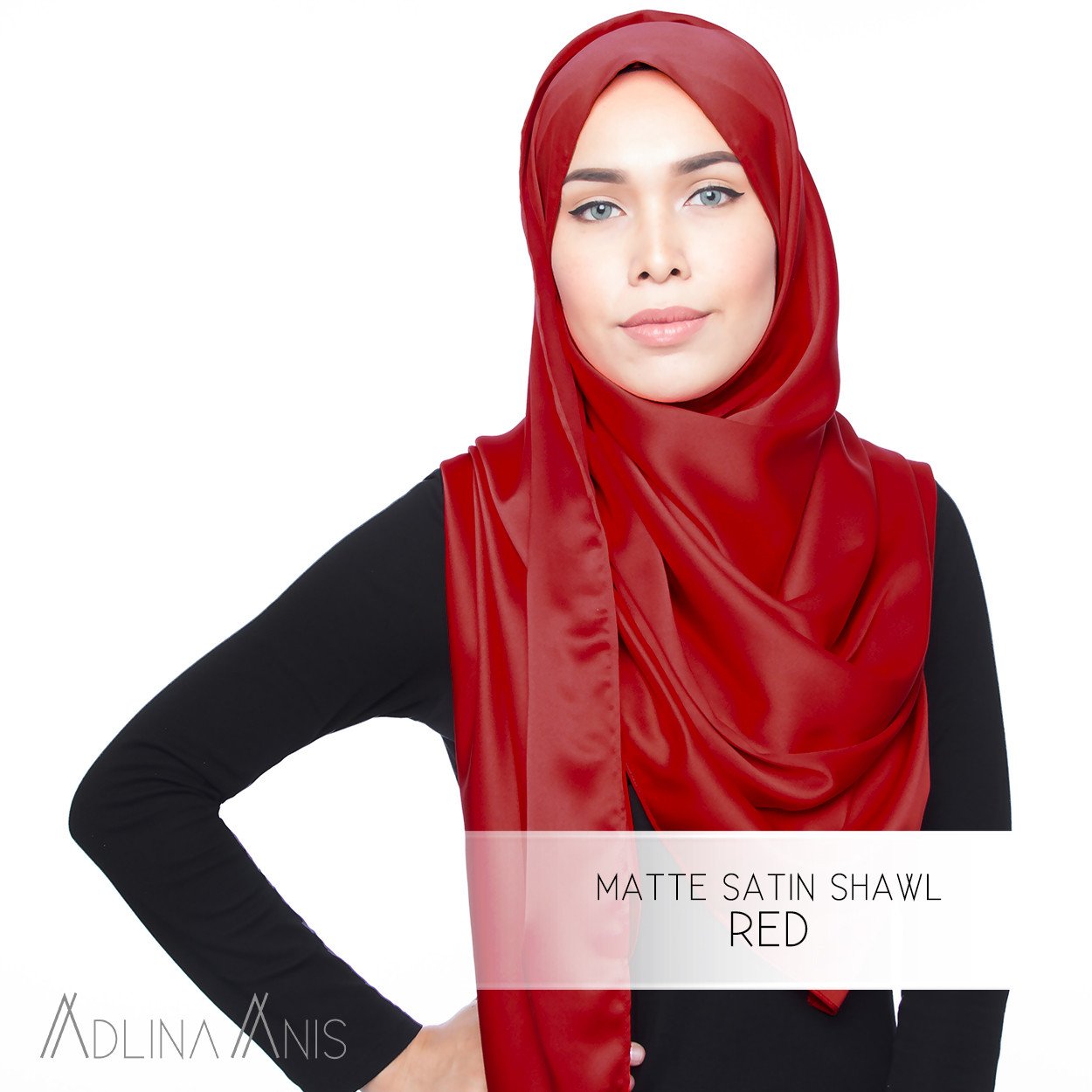 Matte Satin Shawl - Red - Satin - Adlina Anis - Third Culture Boutique