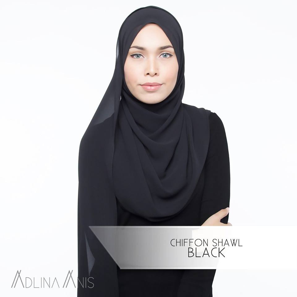 Chiffon Shawl - Black - Premium Chiffon - Adlina Anis - Third Culture Boutique