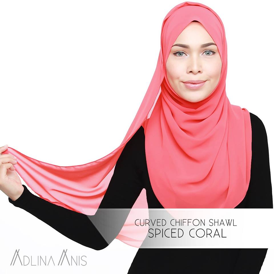 Curved Chiffon Shawl - Spiced Coral - Premium Chiffon - Adlina Anis - Third Culture Boutique
