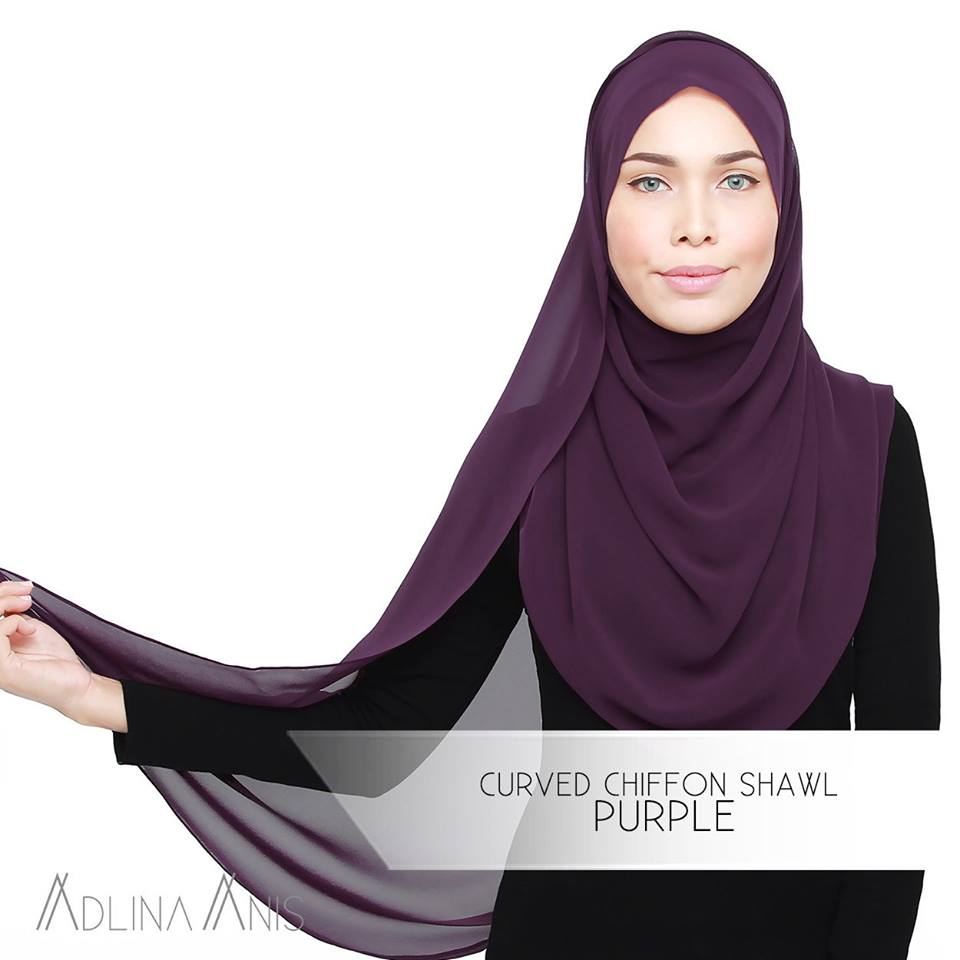 Curved Chiffon Shawl - Purple - Premium Chiffon - Adlina Anis - Third Culture Boutique