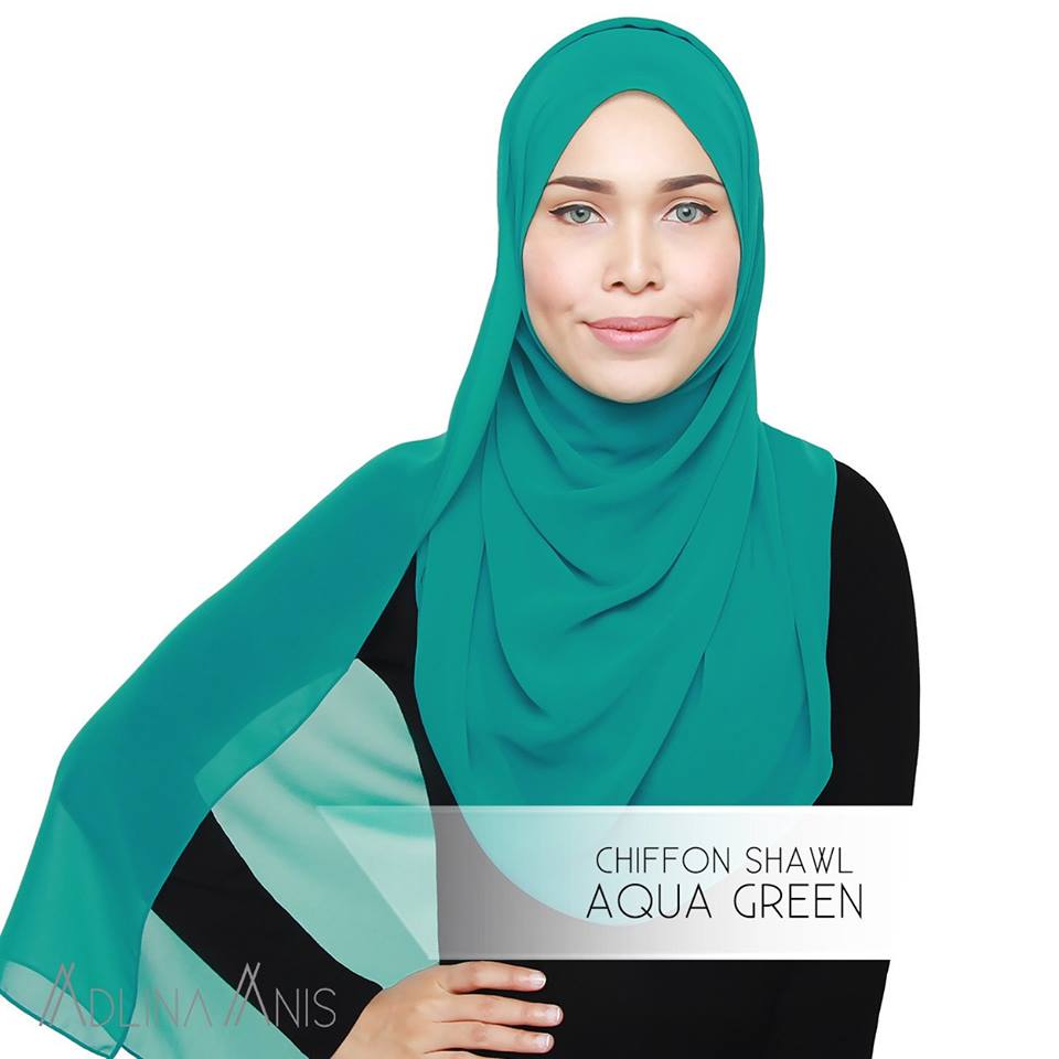 Chiffon Shawl - Aqua Green - Premium Chiffon - Adlina Anis - Third Culture Boutique