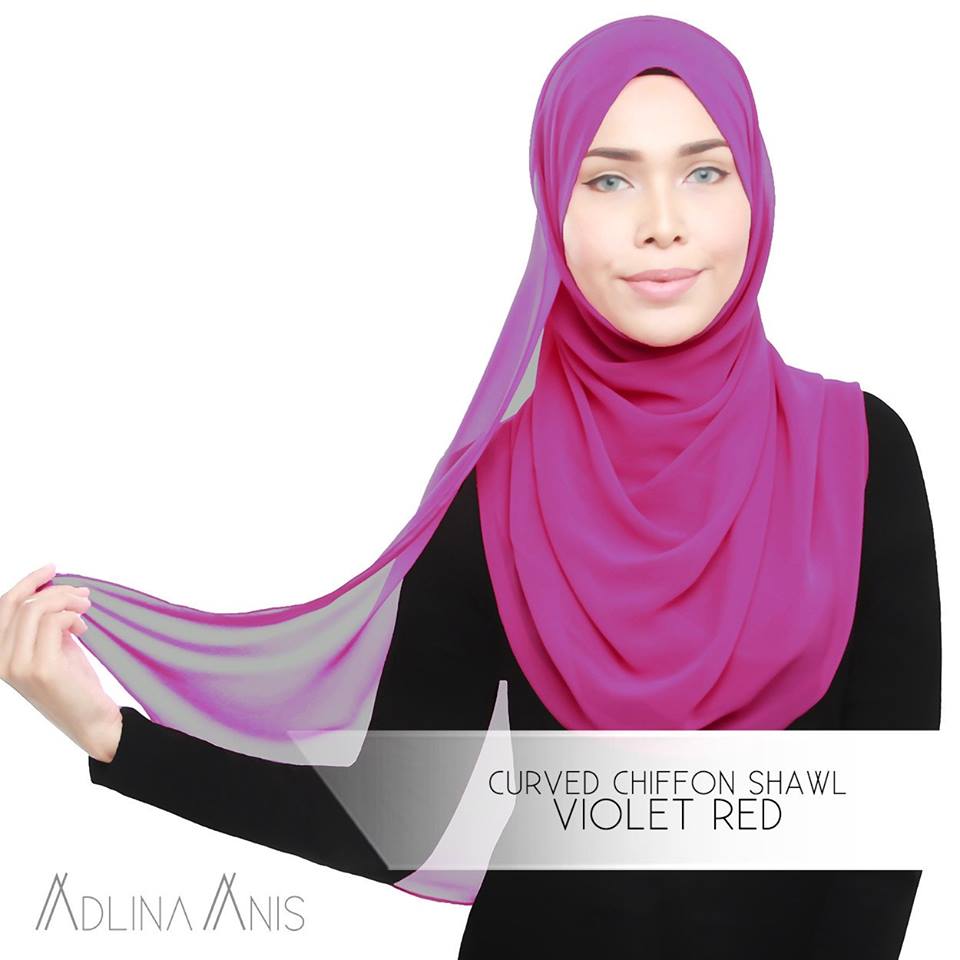 Curved Chiffon Shawl - Violet Red - Premium Chiffon - Adlina Anis - Third Culture Boutique