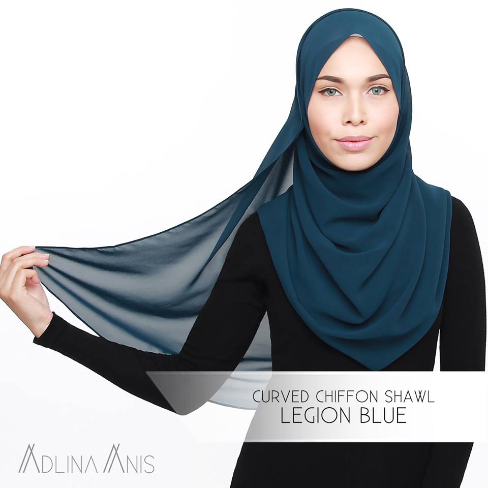 Curved Chiffon Shawl - Legion Blue - Premium Chiffon - Adlina Anis - Third Culture Boutique