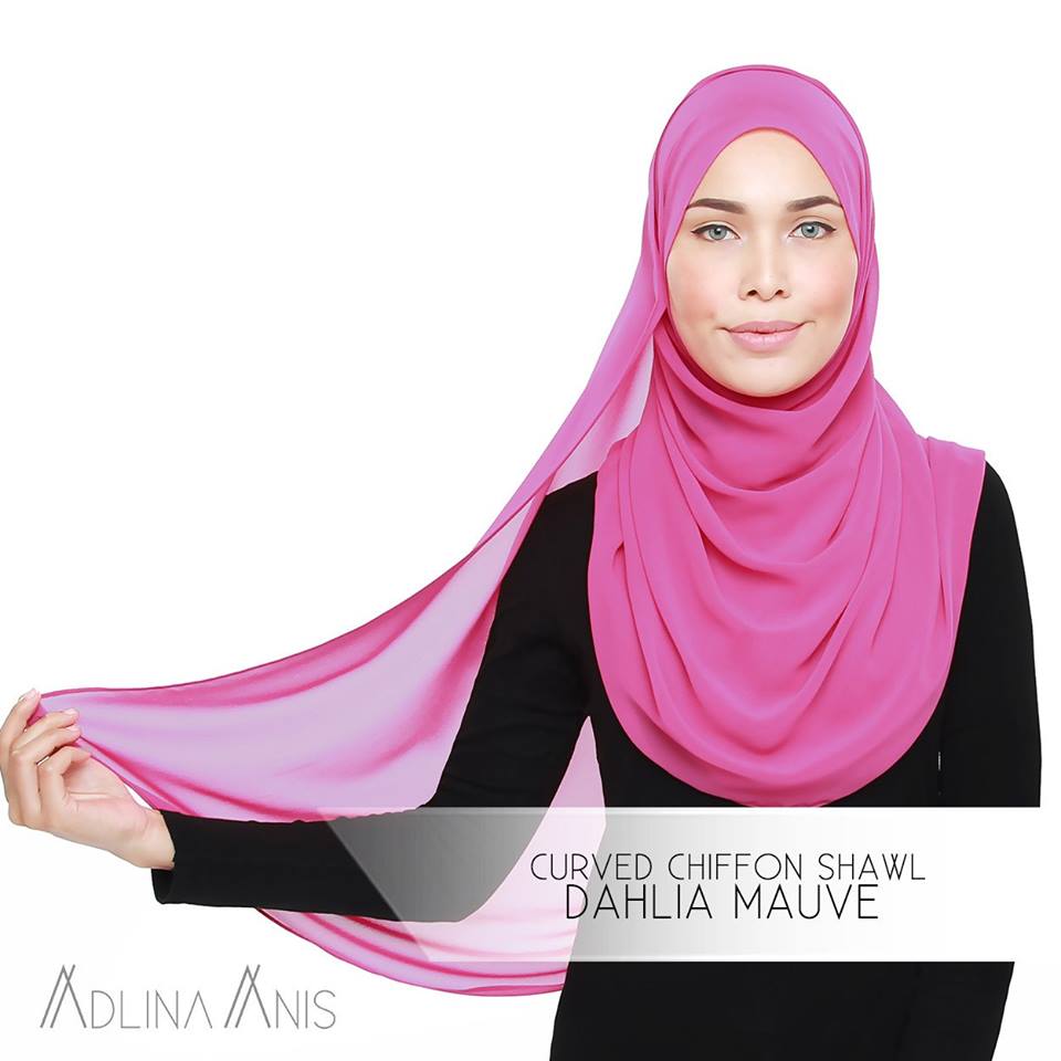 Curved Chiffon Shawl - Dahlia Mauve - Premium Chiffon - Adlina Anis - Third Culture Boutique