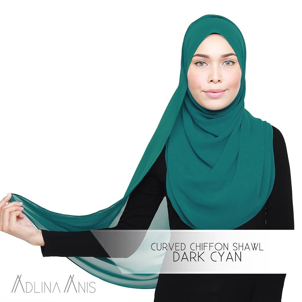 Curved Chiffon Shawl - Dark Cyan - Premium Chiffon - Adlina Anis - Third Culture Boutique