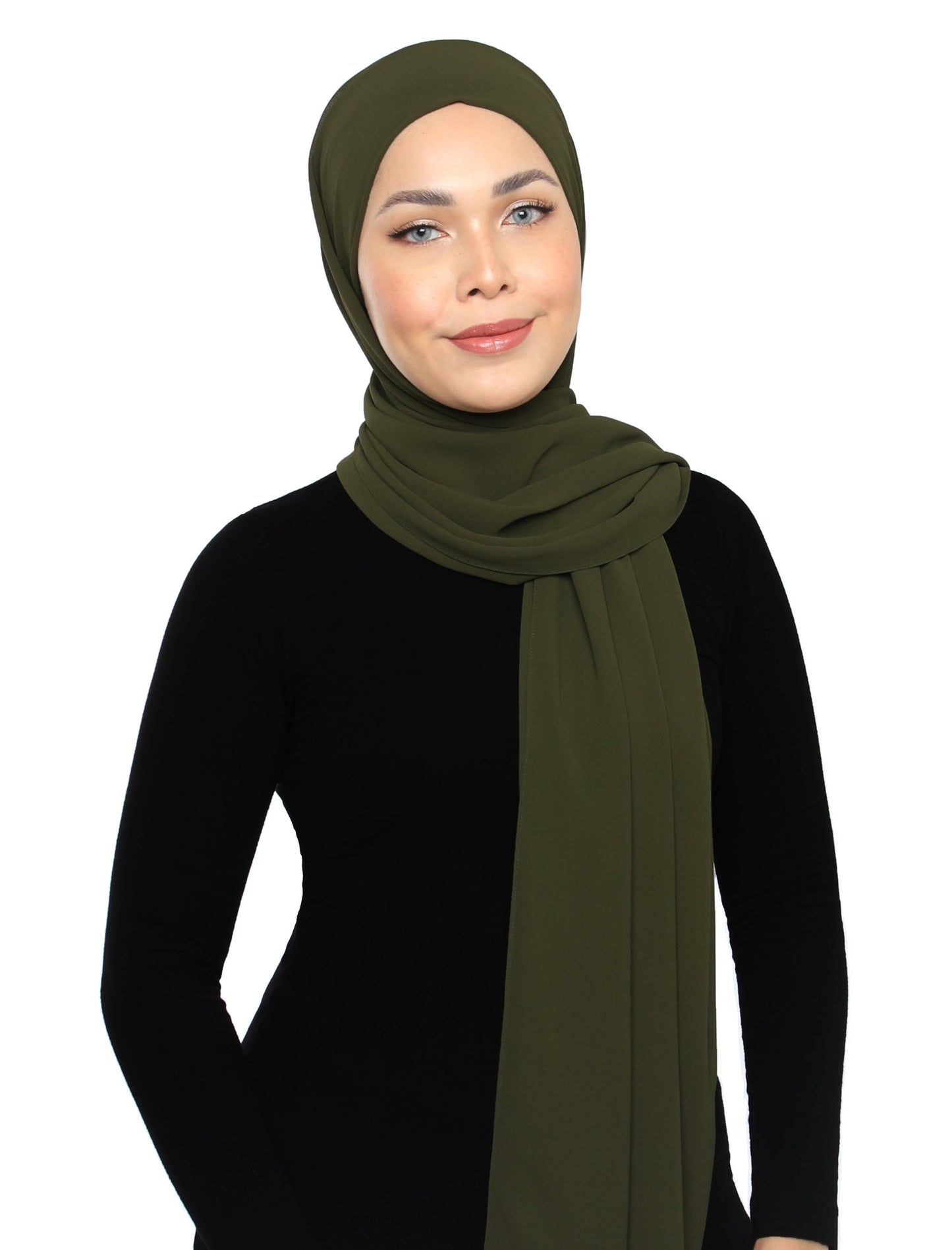 Lux Square Chiffon Shawl - Moss Green - Third Culture Boutique