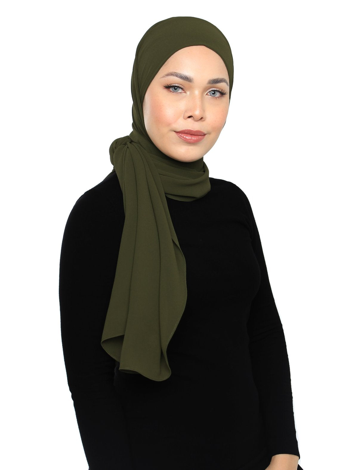 Lux Square Chiffon Shawl - Moss Green - Third Culture Boutique