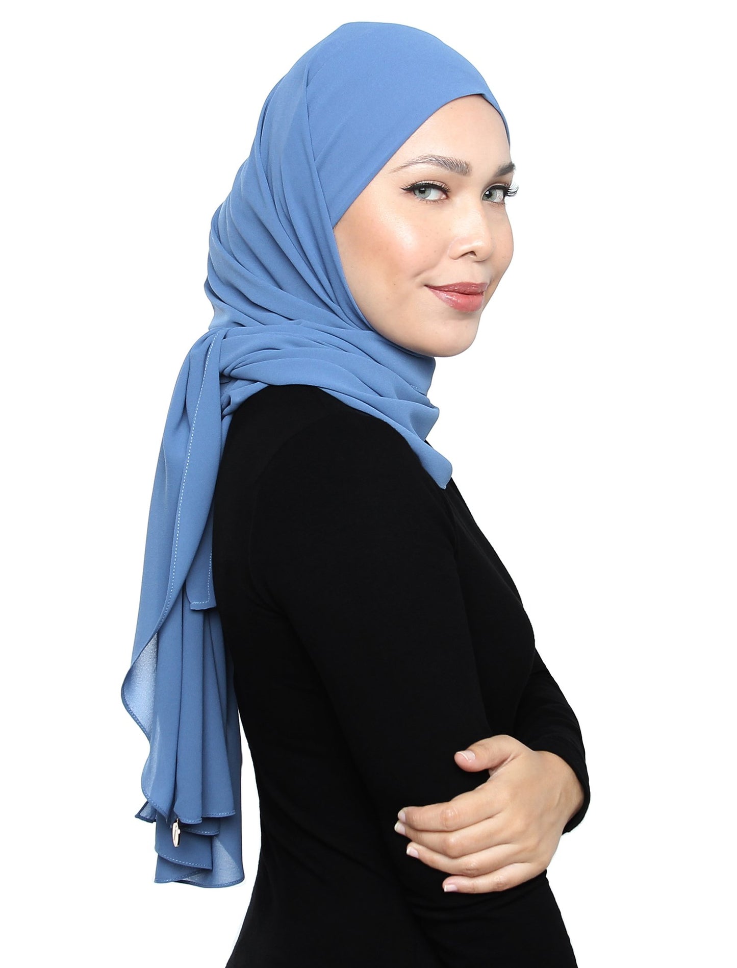 Lux Square Chiffon Shawl - Moonlight Blue - Third Culture Boutique
