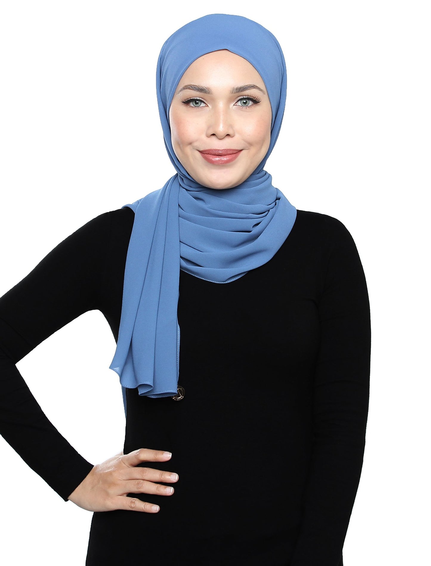 Lux Square Chiffon Shawl - Moonlight Blue - Third Culture Boutique