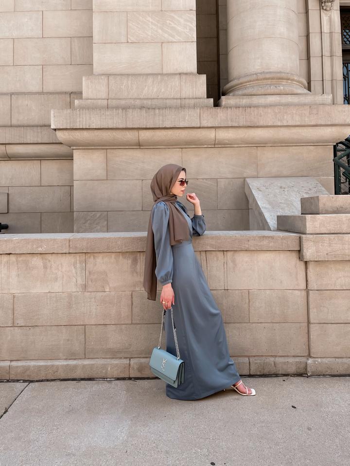 Natalia Luxe Maxi Gown - Slate Ocean