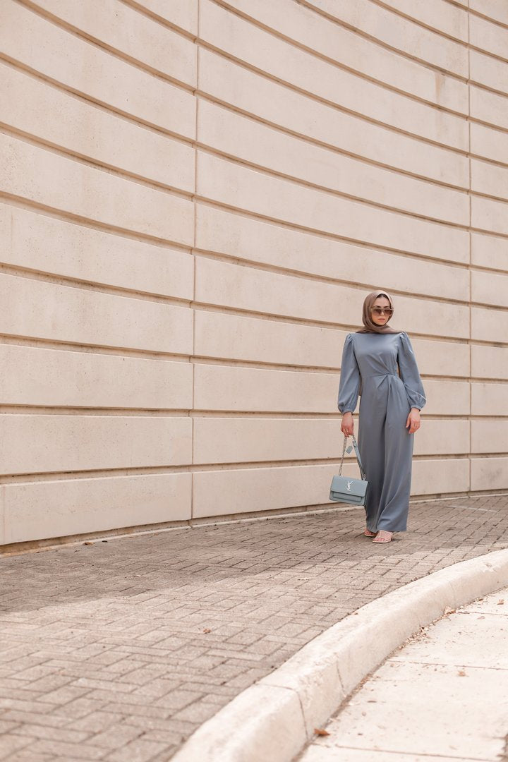Natalia Luxe Maxi Gown - Slate Ocean