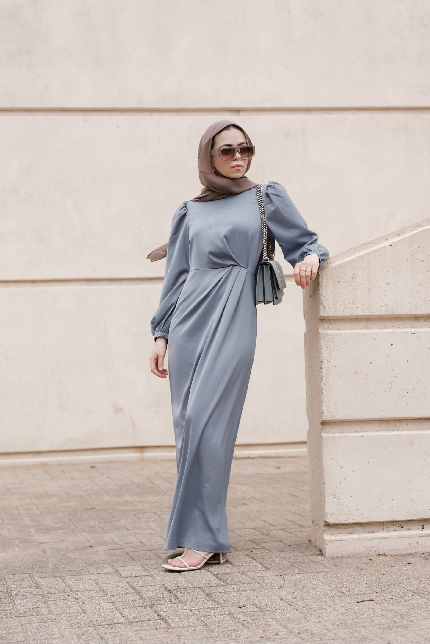 Natalia Luxe Maxi Gown - Slate Ocean