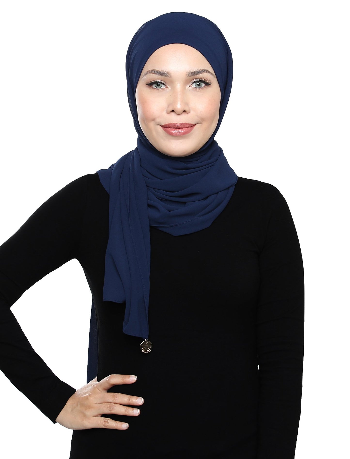 Lux Square Chiffon Shawl - Navy - Third Culture Boutique