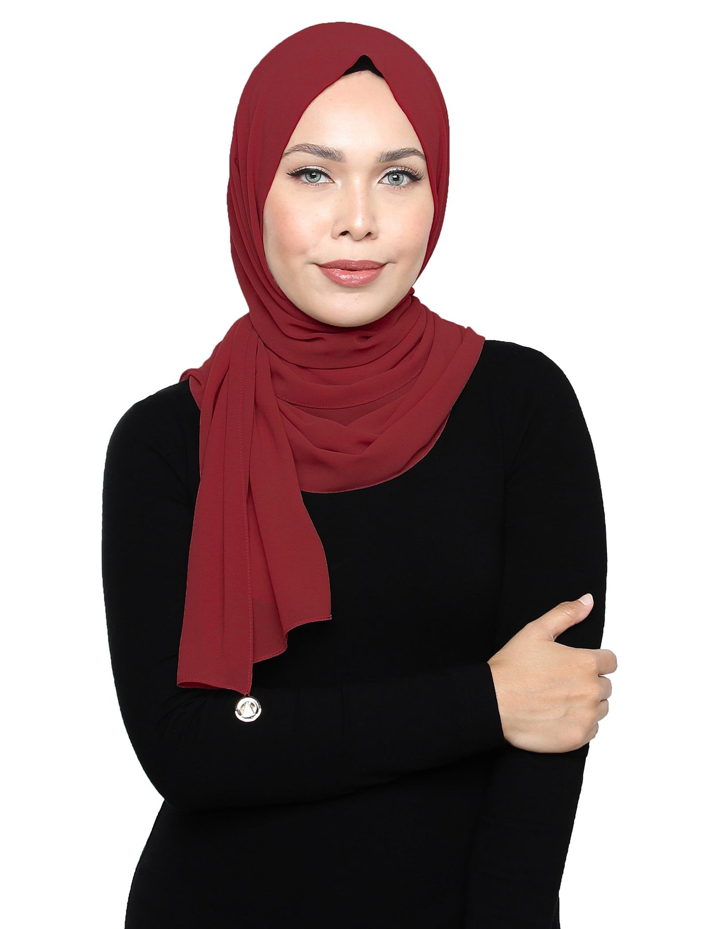 Lux Square Chiffon Shawl - Red - Third Culture Boutique