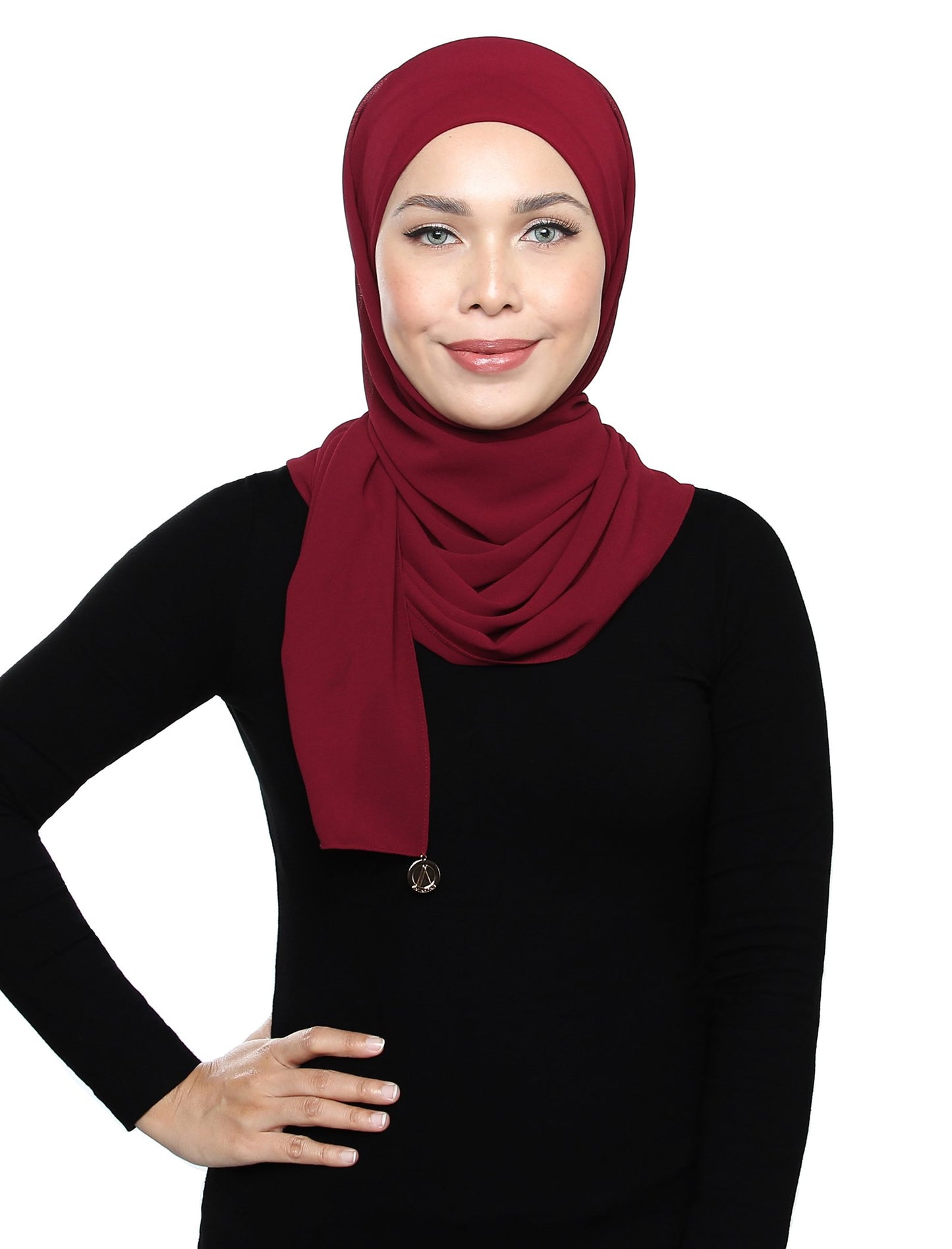 Lux Square Chiffon Shawl - Red Plum - Third Culture Boutique