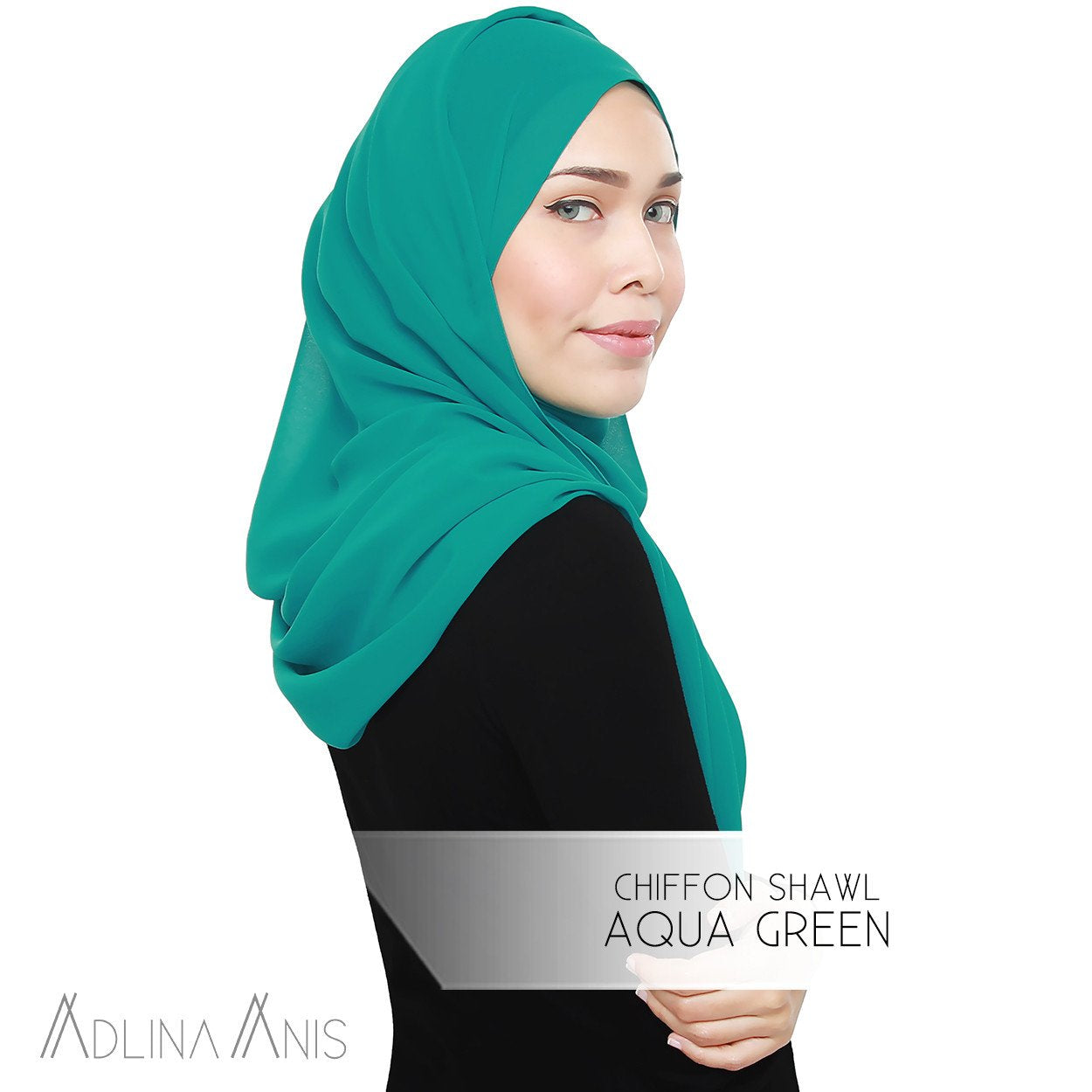 Chiffon Shawl - Aqua Green - Premium Chiffon - Adlina Anis - Third Culture Boutique