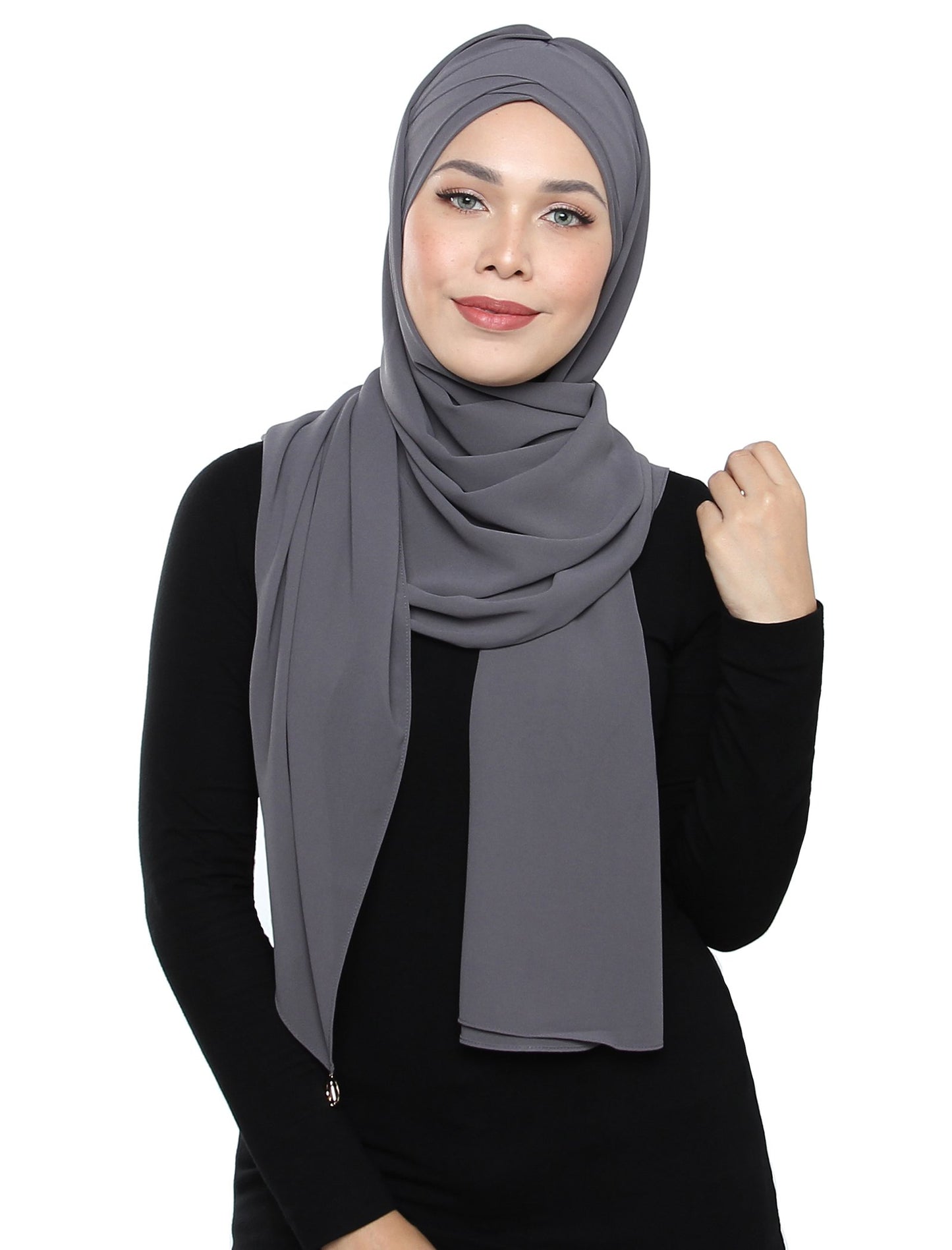 Lux Turban Chiffon Shawl - Asphalt Grey - Third Culture Boutique