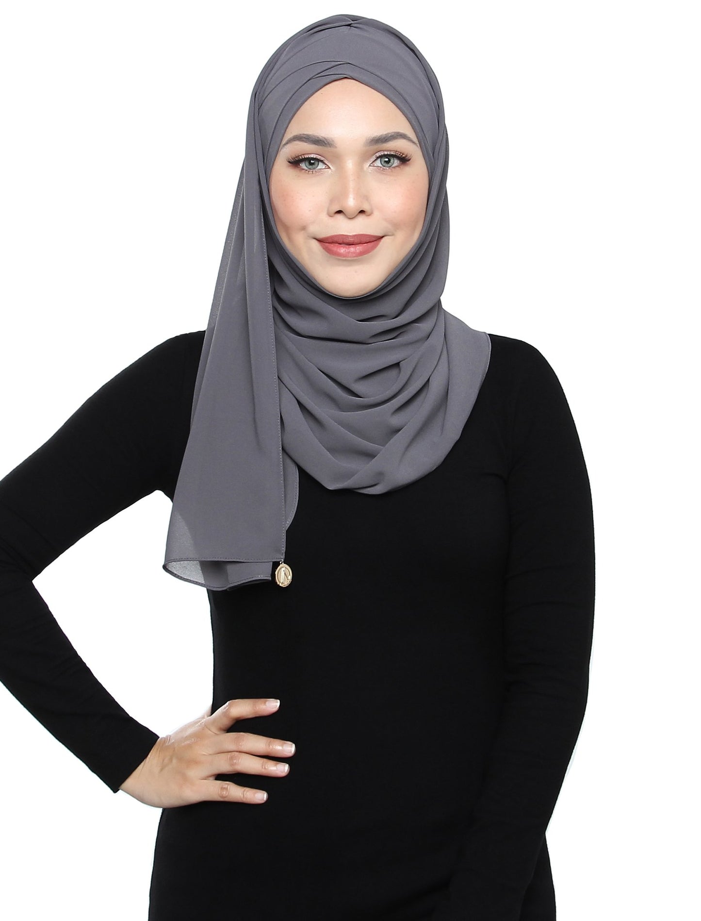 Lux Turban Chiffon Shawl - Asphalt Grey - Third Culture Boutique