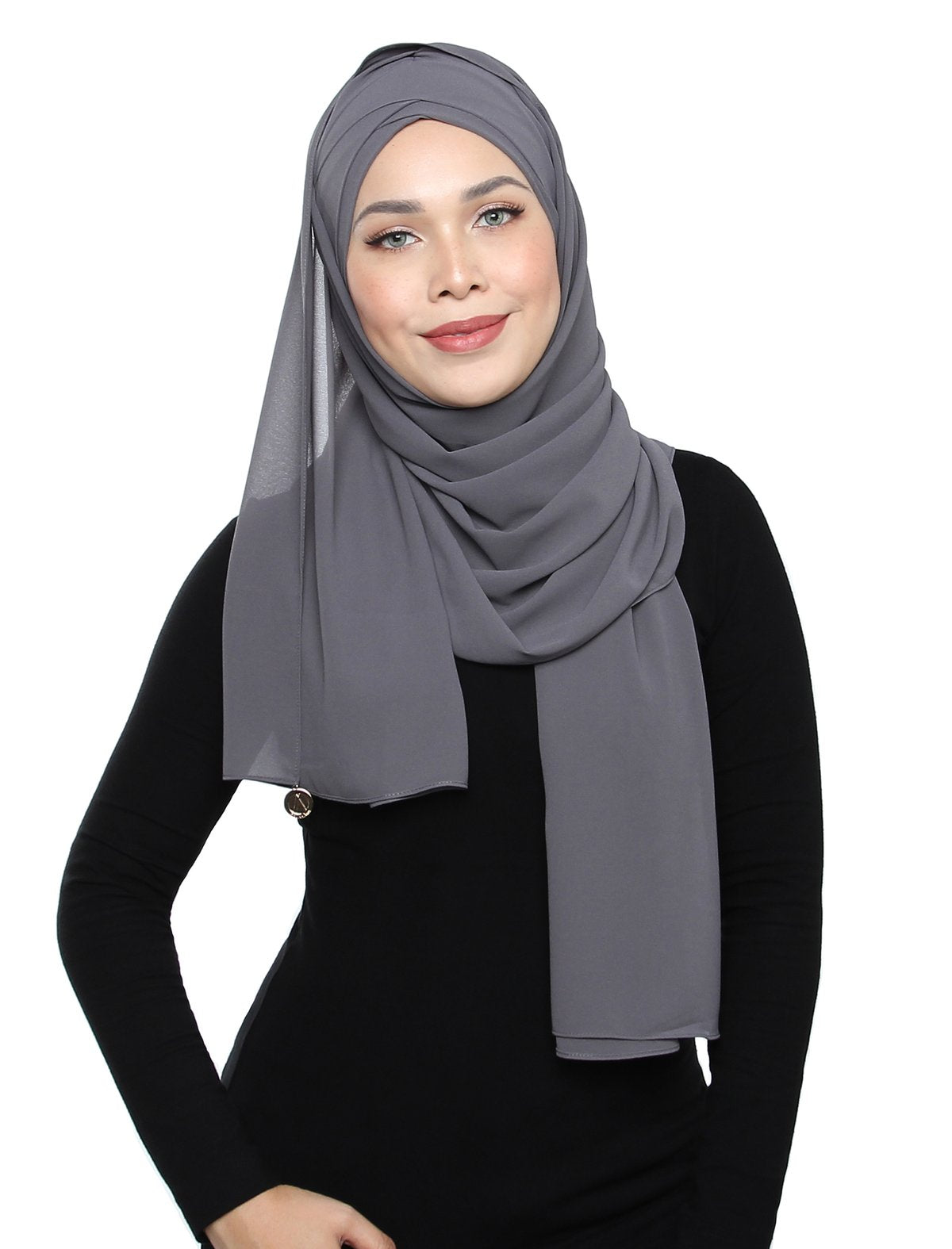Lux Turban Chiffon Shawl - Asphalt Grey - Third Culture Boutique