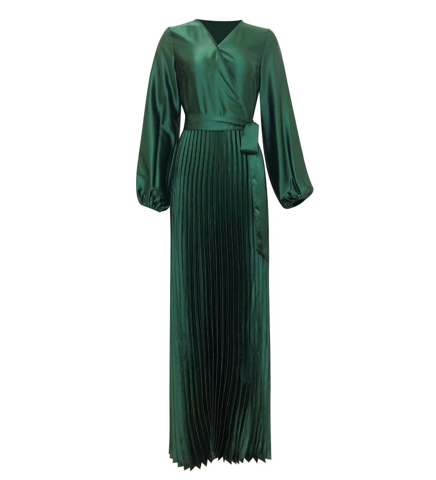 PRE-ORDER: Ayla Pleated Satin Gown - Emerald - Dresses - Niswa Fashion - Third Culture Boutique