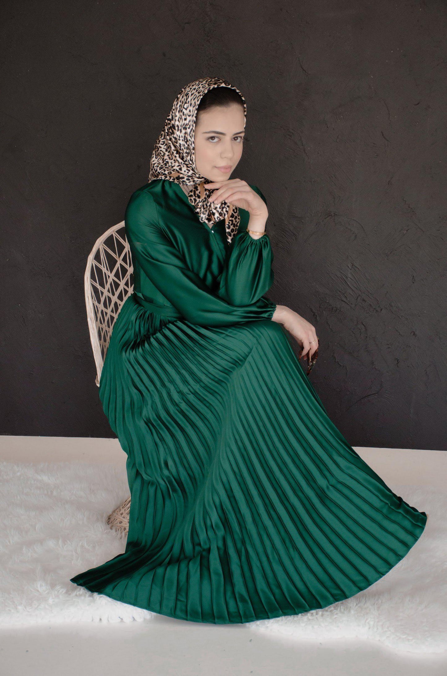 PRE-ORDER: Ayla Pleated Satin Gown - Emerald - Dresses - Niswa Fashion - Third Culture Boutique