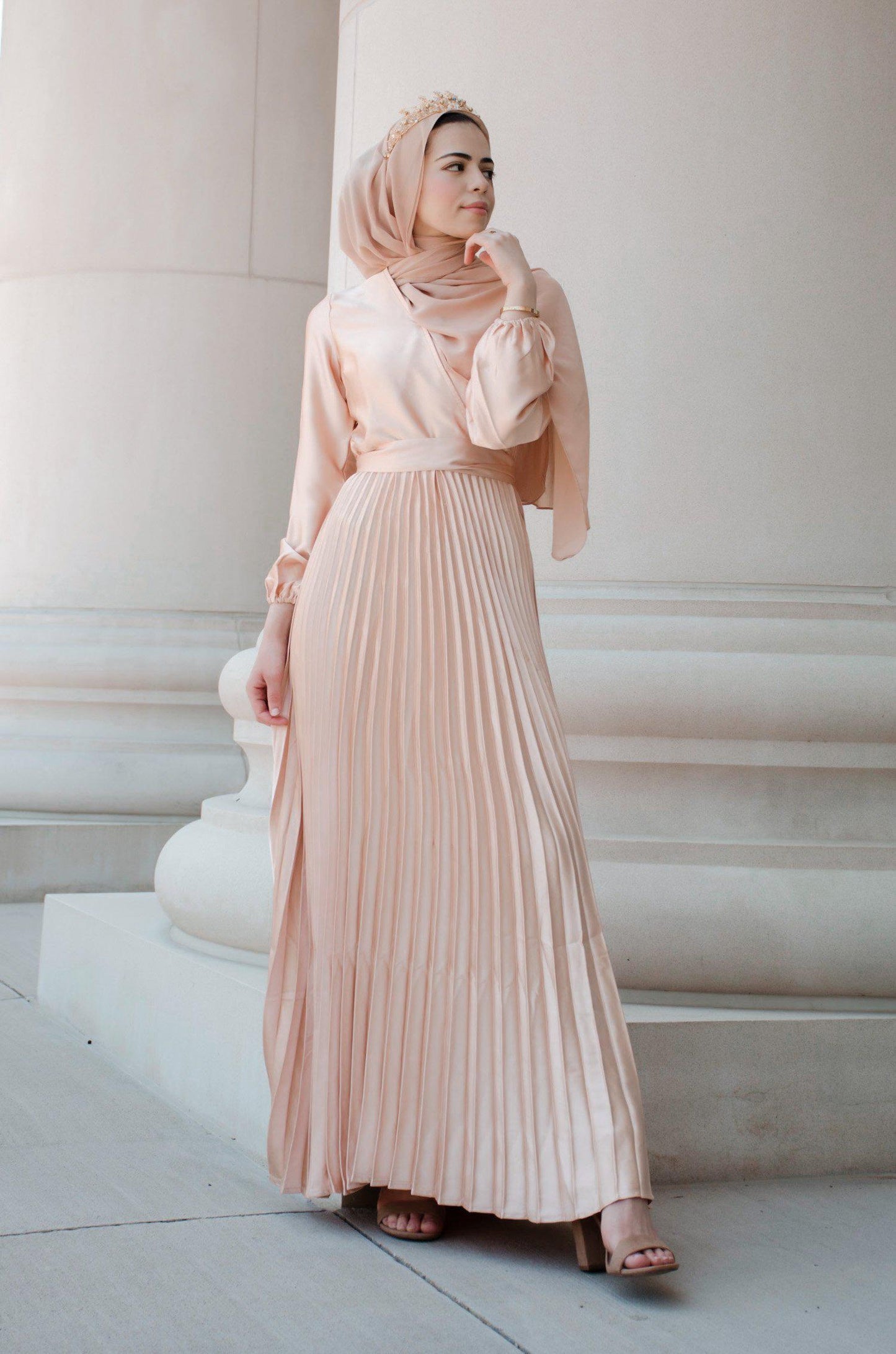 PRE-ORDER: Ayla Pleated Satin Gown - Sunlight Gold - Dresses - Niswa Fashion - Third Culture Boutique