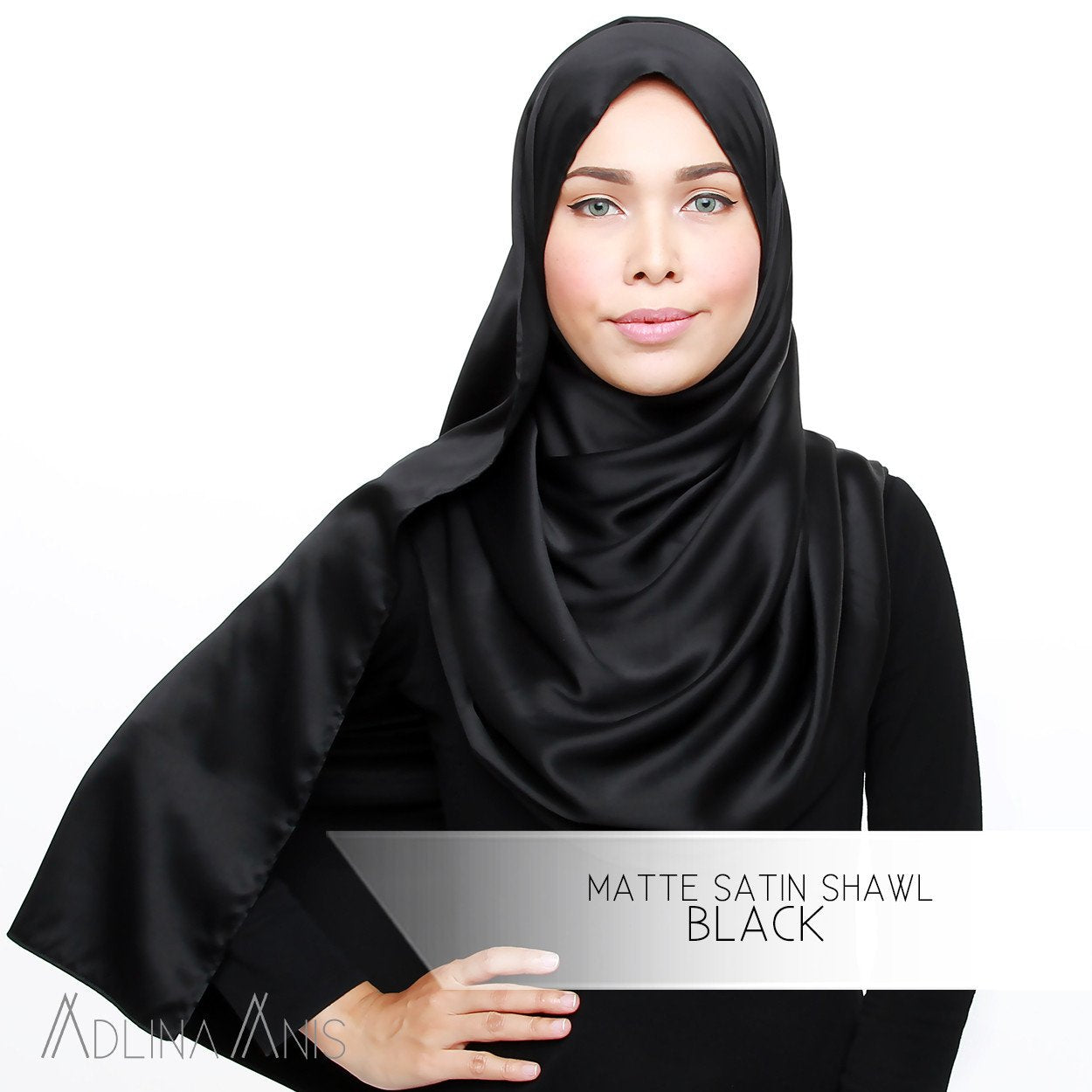 Matte Satin Shawl - Black - Satin - Adlina Anis - Third Culture Boutique