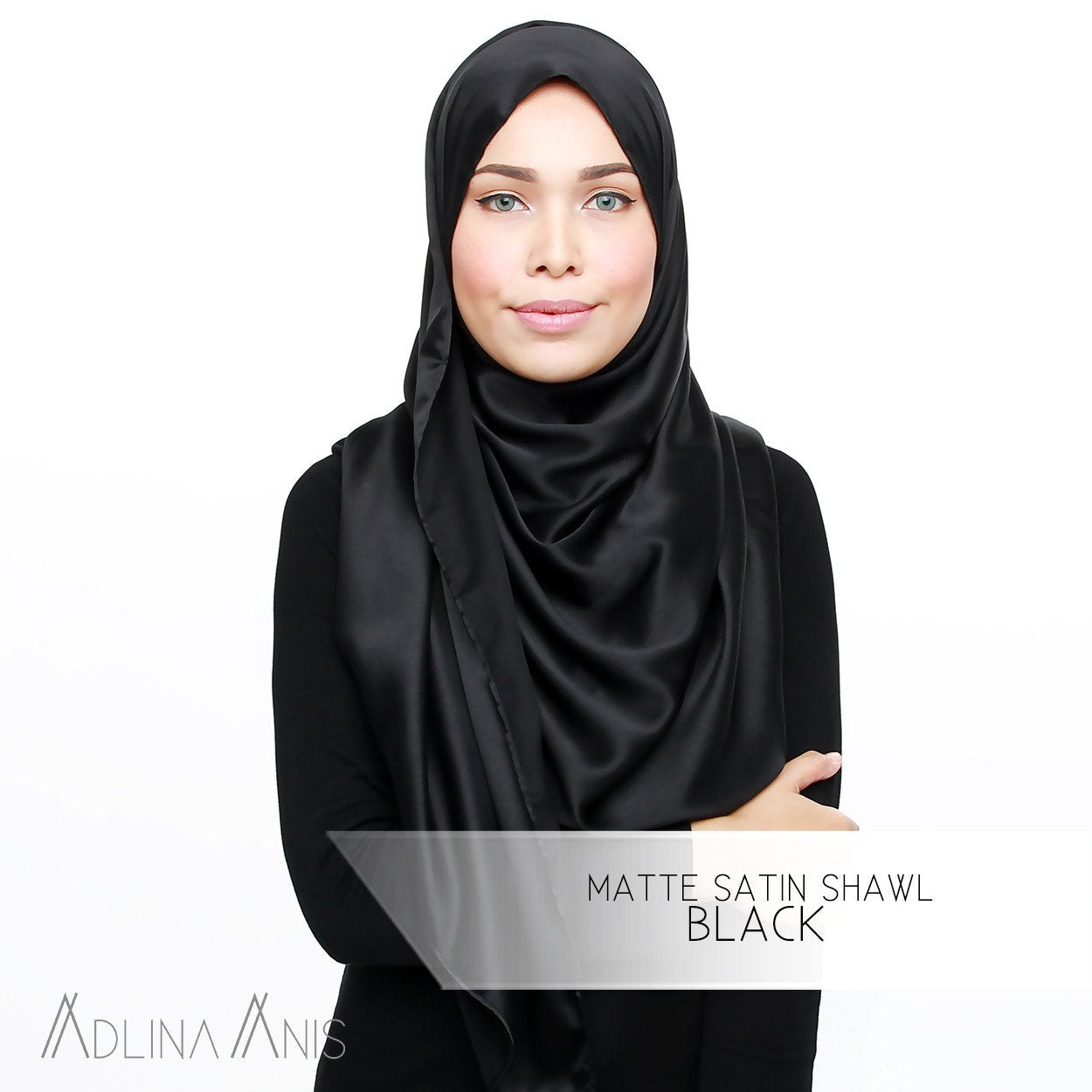 Matte Satin Shawl - Black - Satin - Adlina Anis - Third Culture Boutique