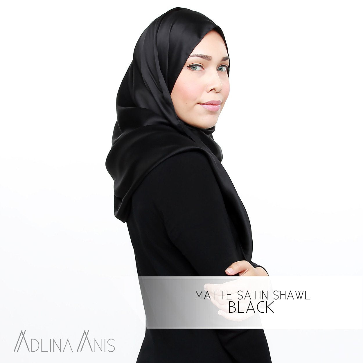 Matte Satin Shawl - Black - Satin - Adlina Anis - Third Culture Boutique