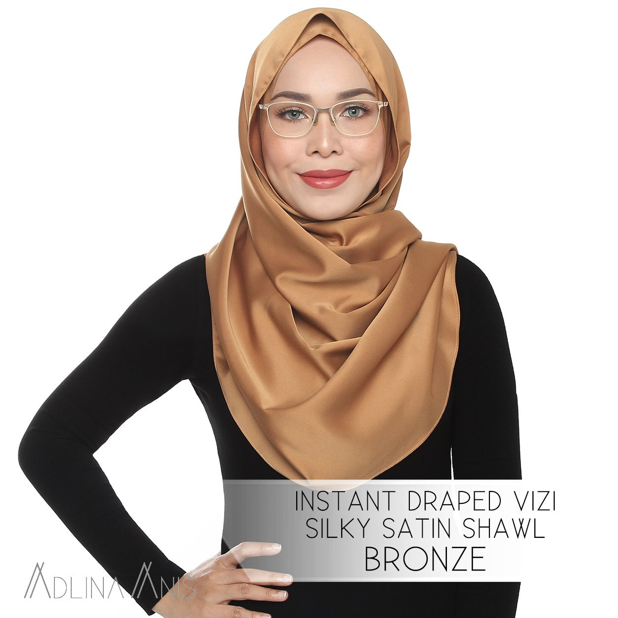 Instant Draped VIZI Silky Satin Shawl - Bronze - vizi - Adlina Anis - Third Culture Boutique