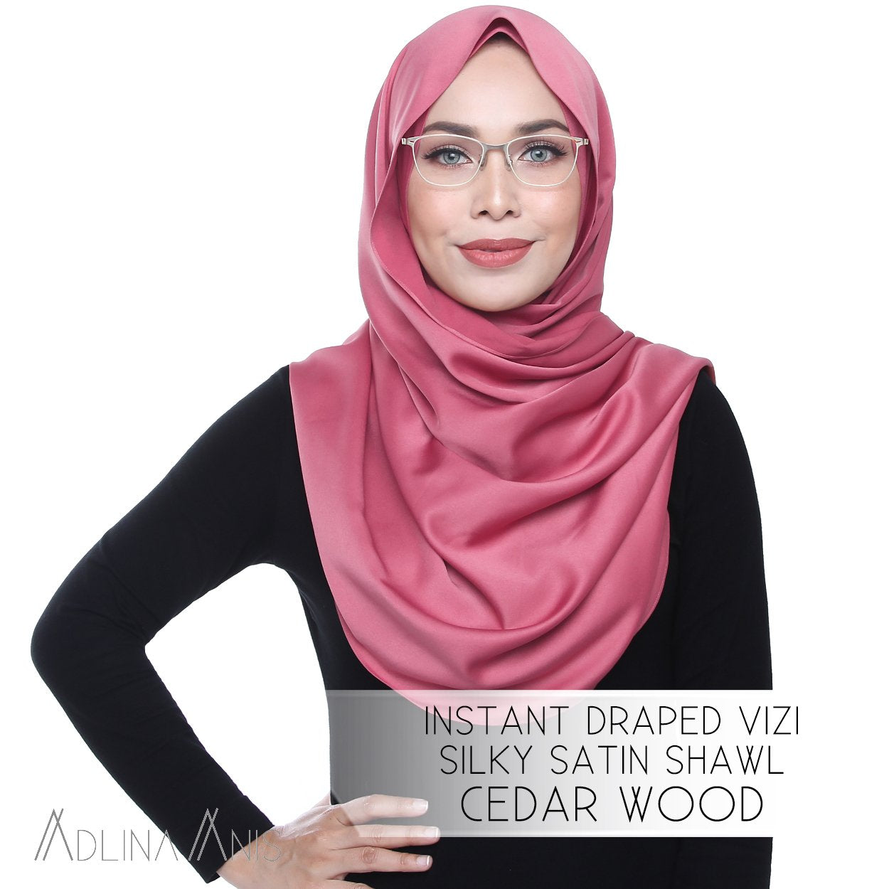 Instant Draped VIZI Silky Satin Shawl - Cedar Wood - vizi - Adlina Anis - Third Culture Boutique