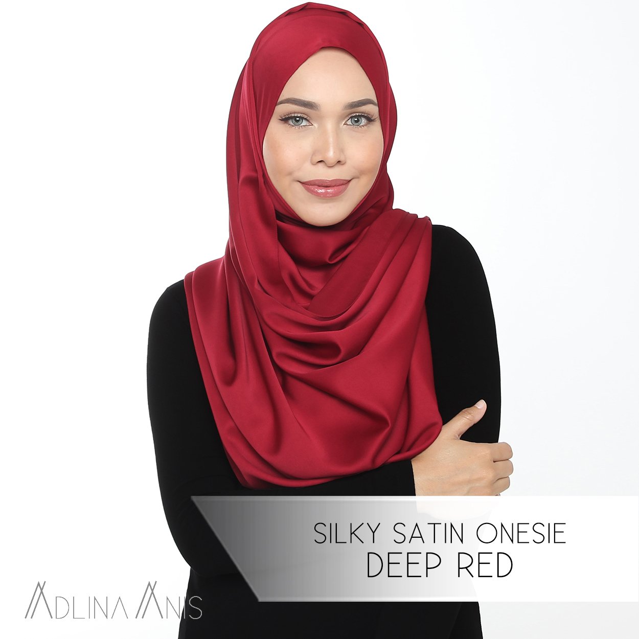Silky Satin Onesie - Deep Red - Instant Hijabs - Adlina Anis - Third Culture Boutique