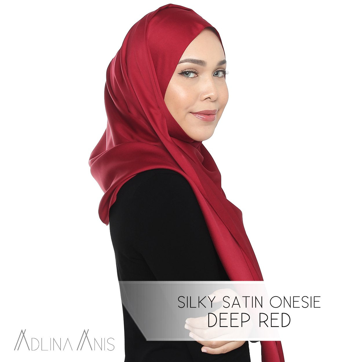 Silky Satin Onesie - Deep Red - Instant Hijabs - Adlina Anis - Third Culture Boutique