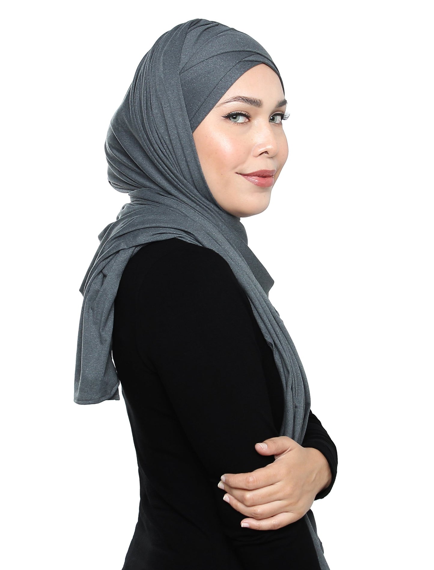 Lux Turban Soft Jersey Shawl - Denim Grey - Third Culture Boutique