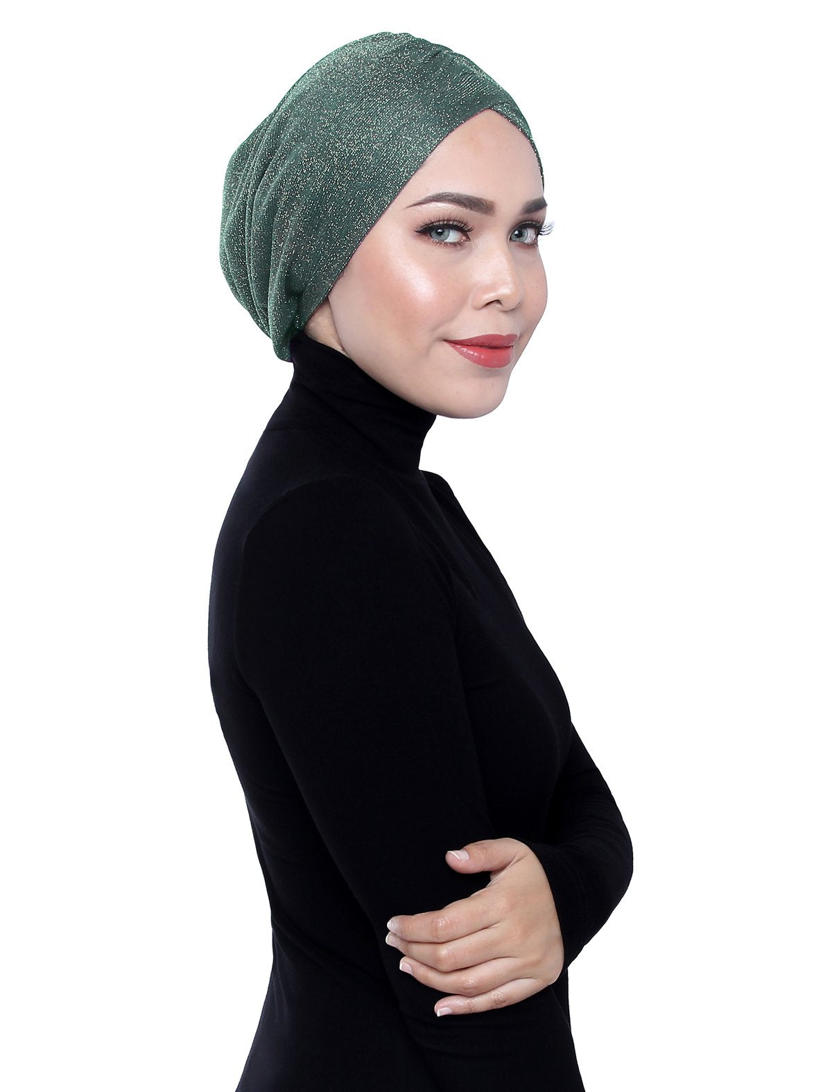 Gold Knit Turban - HEDGE GREEN - Third Culture Boutique