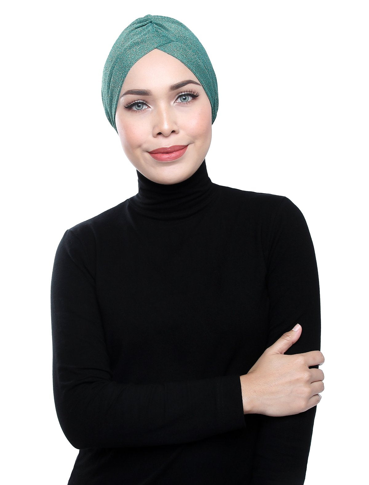 Gold Knit Turban - TEAL BLUE - Third Culture Boutique