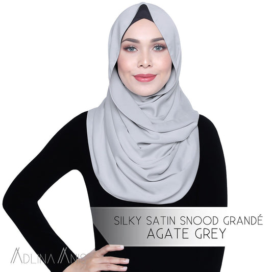 Silky Satin Snood Grande - Agate Grey - Snoods Grande - Adlina Anis - Third Culture Boutique