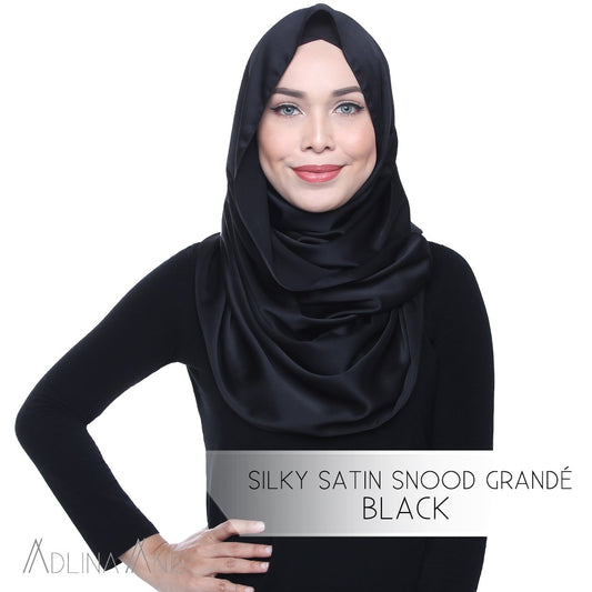 Silky Satin Snood Grande - Black - Snoods Grande - Adlina Anis - Third Culture Boutique