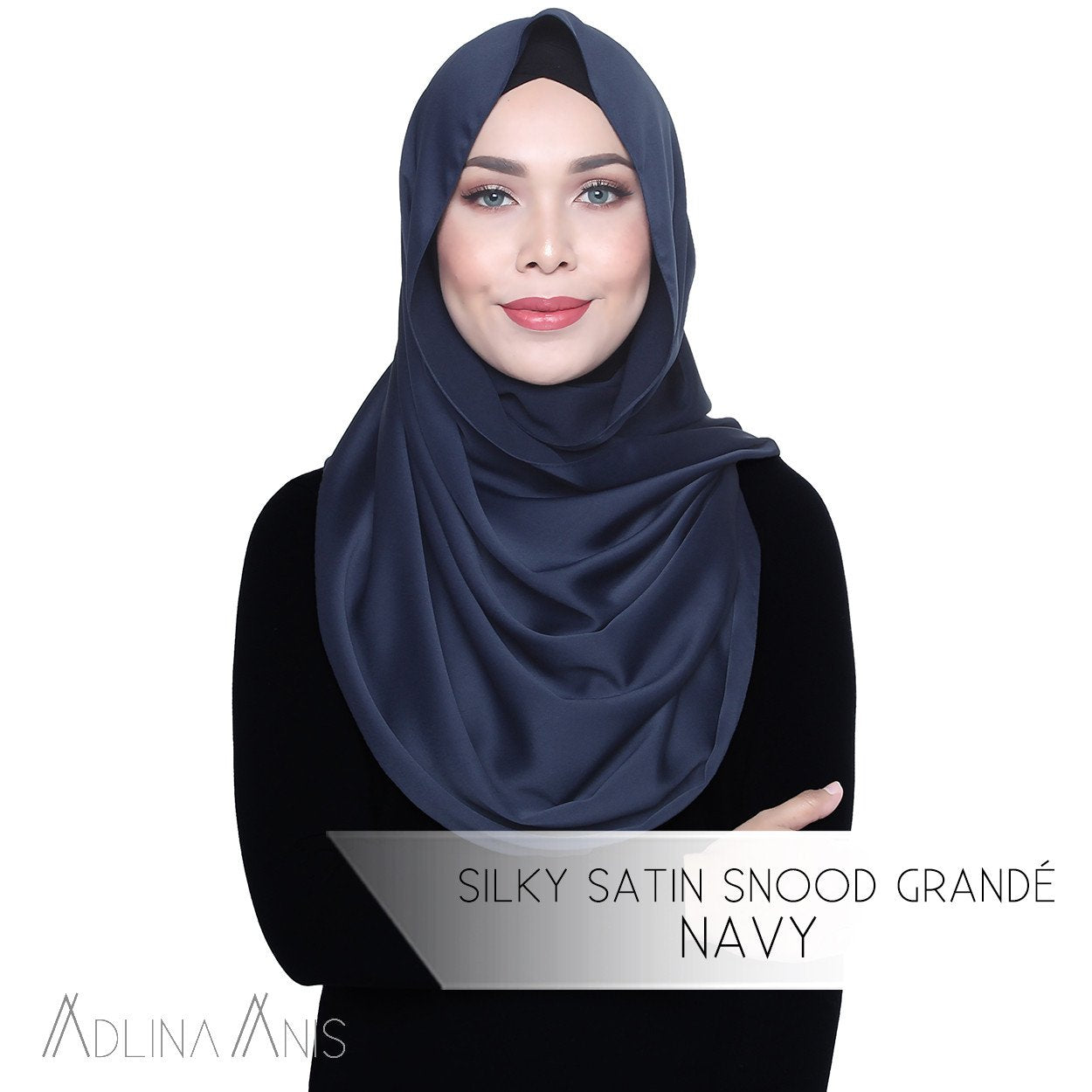 Silky Satin Snood Grande - Navy - Snoods Grande - Adlina Anis - Third Culture Boutique