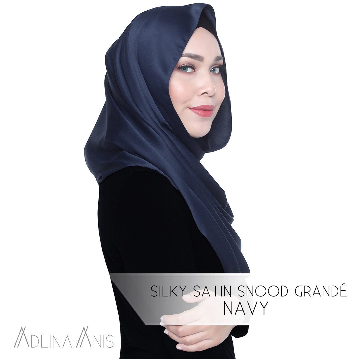 Silky Satin Snood Grande - Navy - Snoods Grande - Adlina Anis - Third Culture Boutique