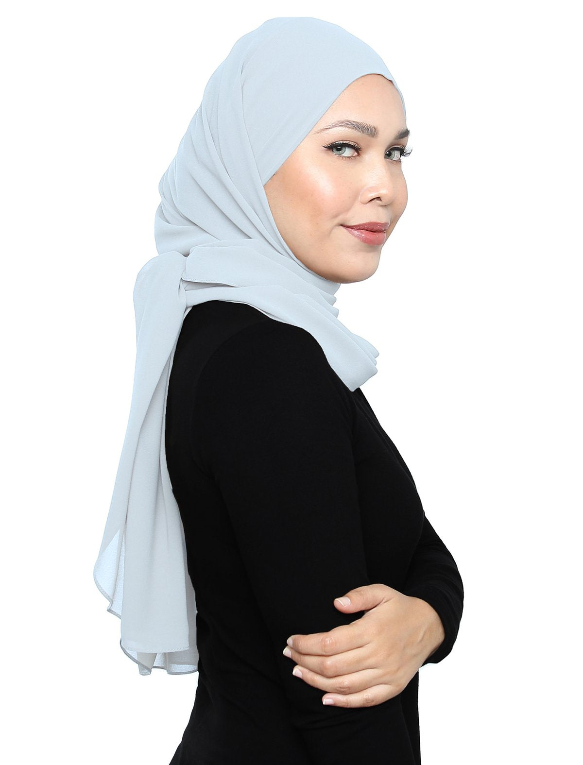 Lux Square Chiffon Shawl - Misty Grey - Third Culture Boutique