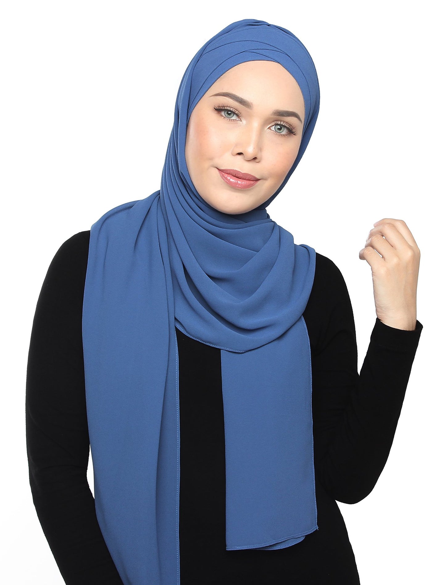Lux Turban Chiffon Shawl - Moonlight Blue - Third Culture Boutique