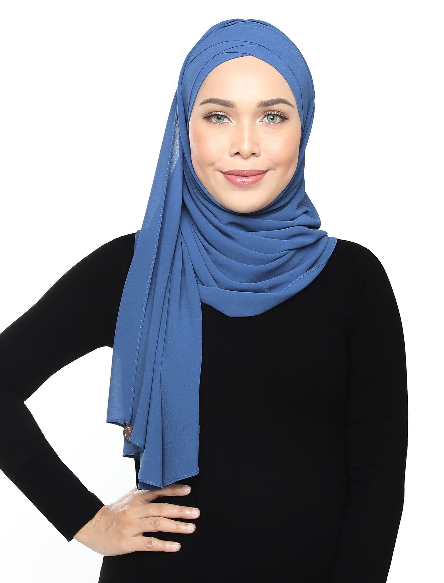 Lux Turban Chiffon Shawl - Moonlight Blue - Third Culture Boutique