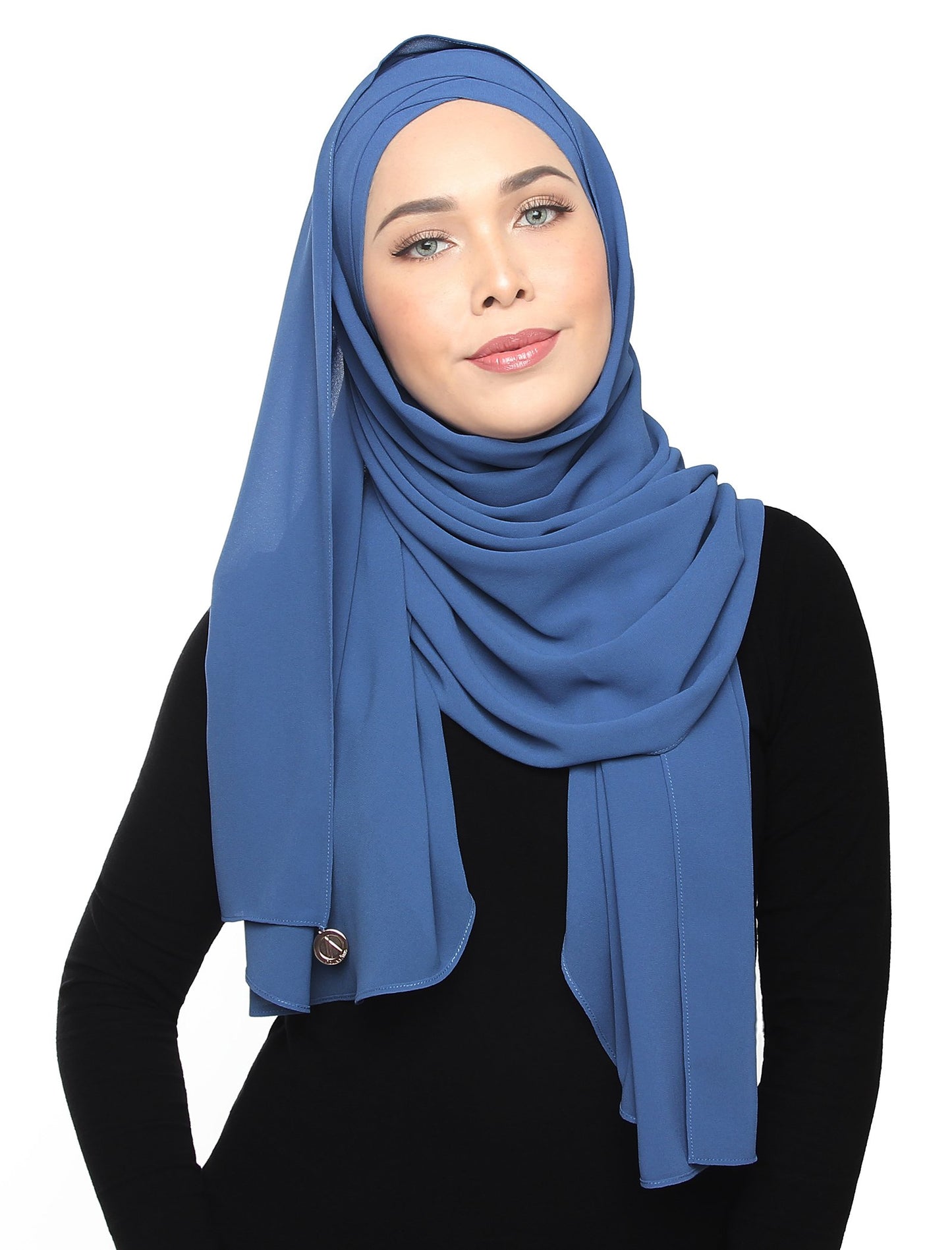Lux Turban Chiffon Shawl - Moonlight Blue - Third Culture Boutique