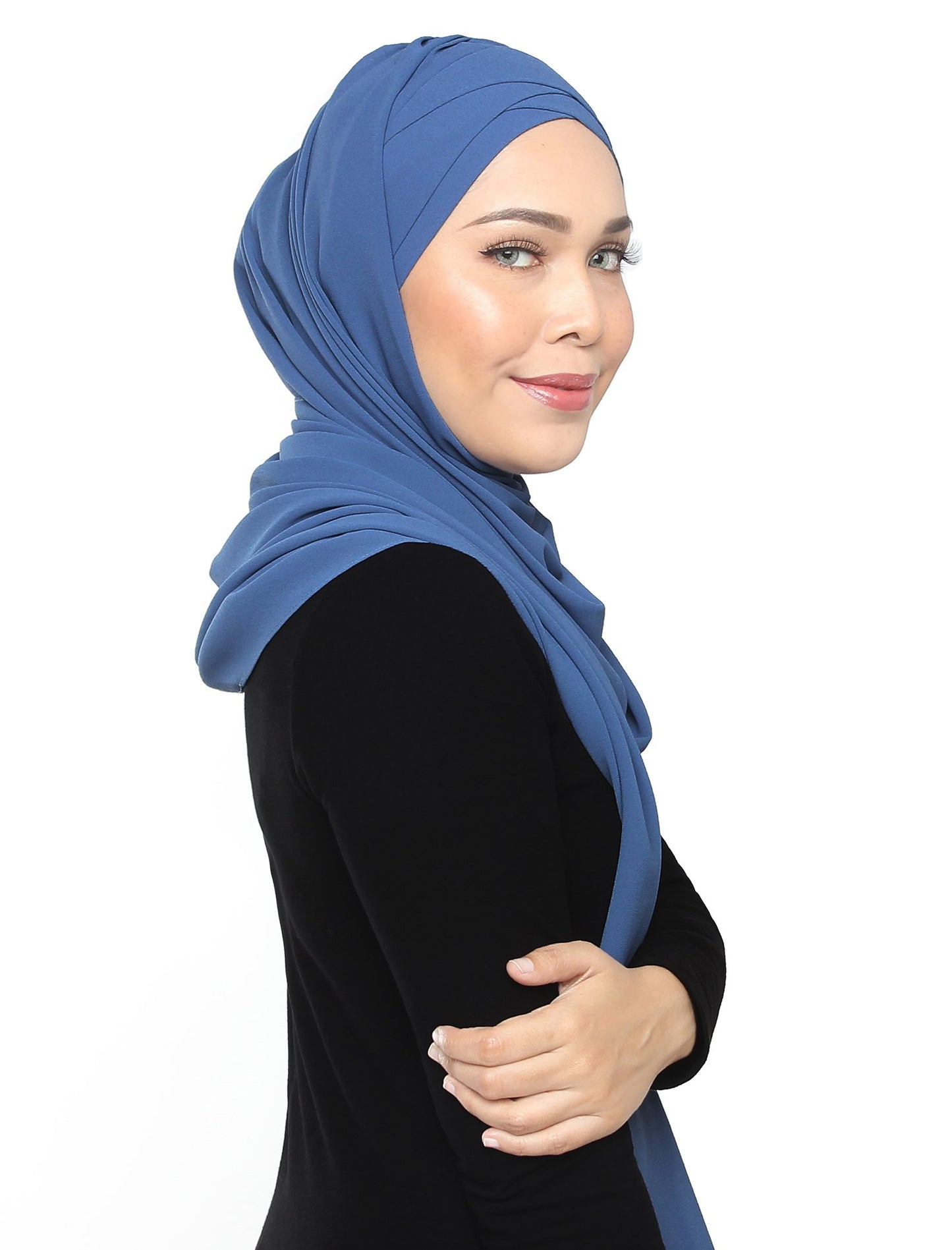 Lux Turban Chiffon Shawl - Moonlight Blue - Third Culture Boutique