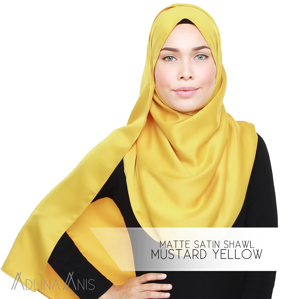 Matte Satin Shawl - Mustard Yellow - Satin - Adlina Anis - Third Culture Boutique