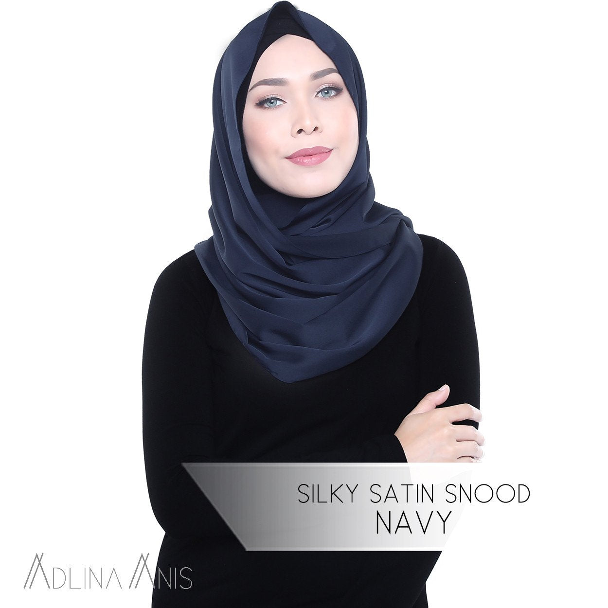 Silky Satin Snood - Navy - Snoods - Adlina Anis - Third Culture Boutique