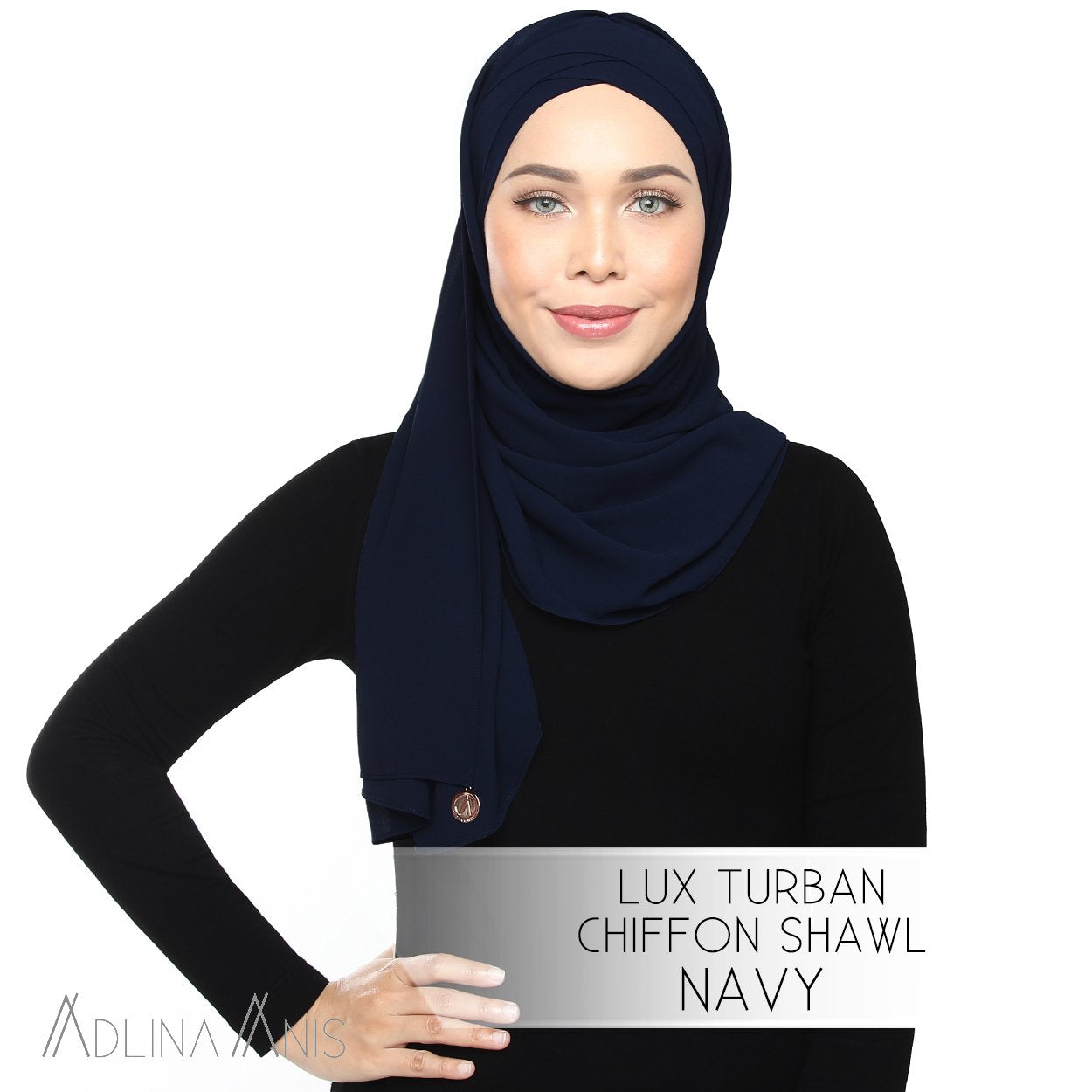 Lux Turban Chiffon Shawl - Navy - Lux Turban - Adlina Anis - Third Culture Boutique