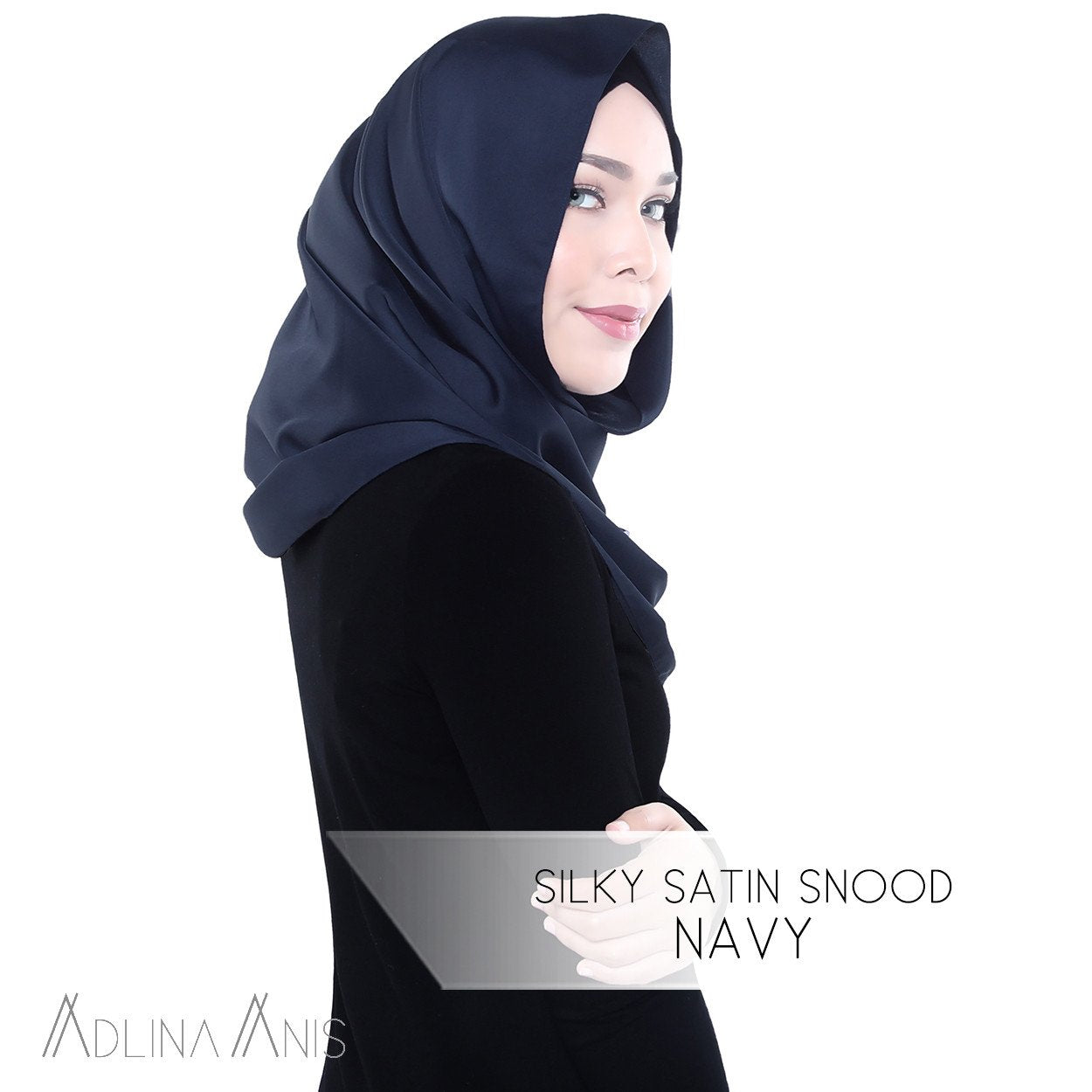 Silky Satin Snood - Navy - Snoods - Adlina Anis - Third Culture Boutique