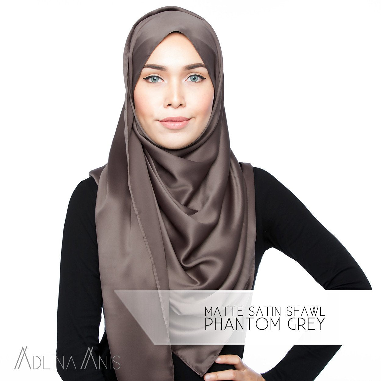 Matte Satin Shawl - Phantom Grey - Satin - Adlina Anis - Third Culture Boutique